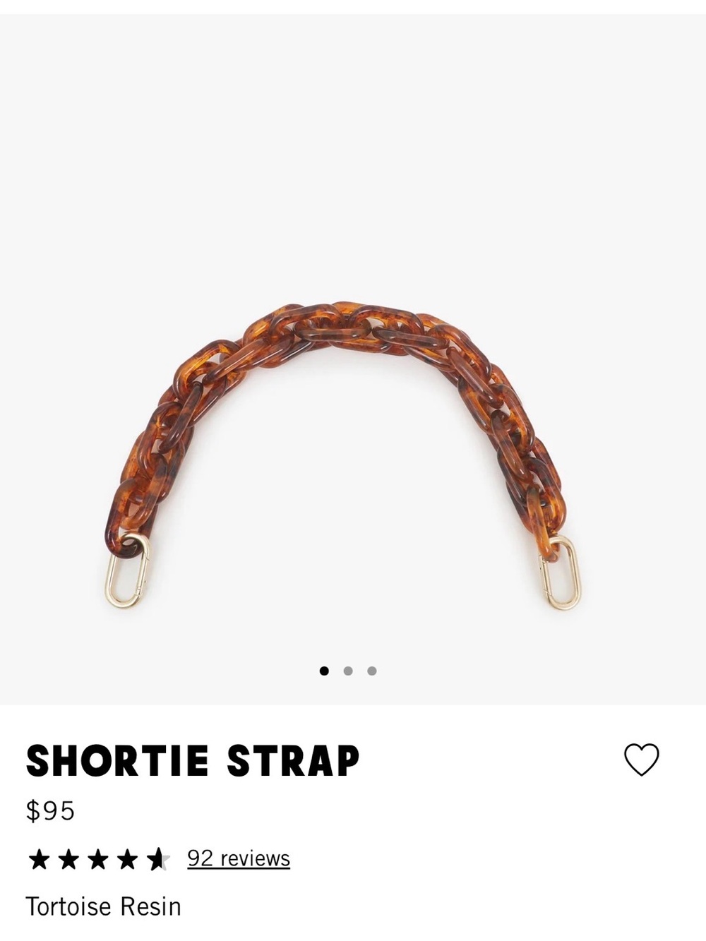 Clare V Shortie Strap Tortoise Resin Shoulder Strap